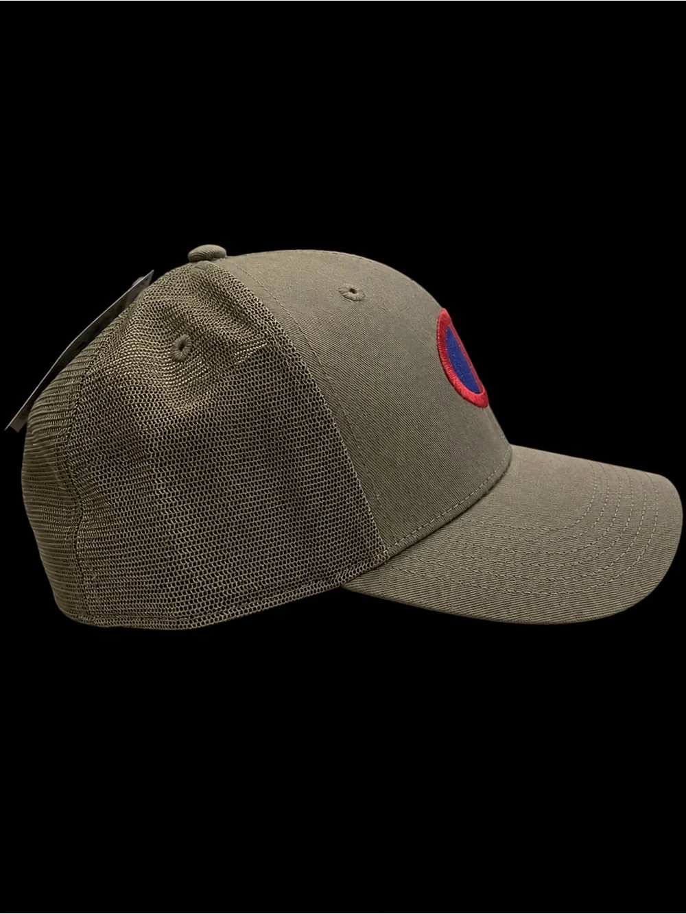 Champion Olive Trucker Hat with Red & Blue C Logo